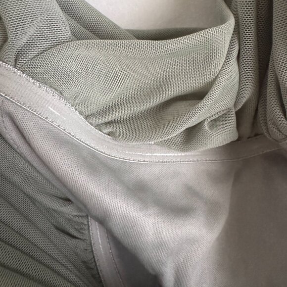 NWT Little Mistress Plus Size Bridesmaids Bardot Mesh Midi Dress - Sage Green - Picture 4 of 8